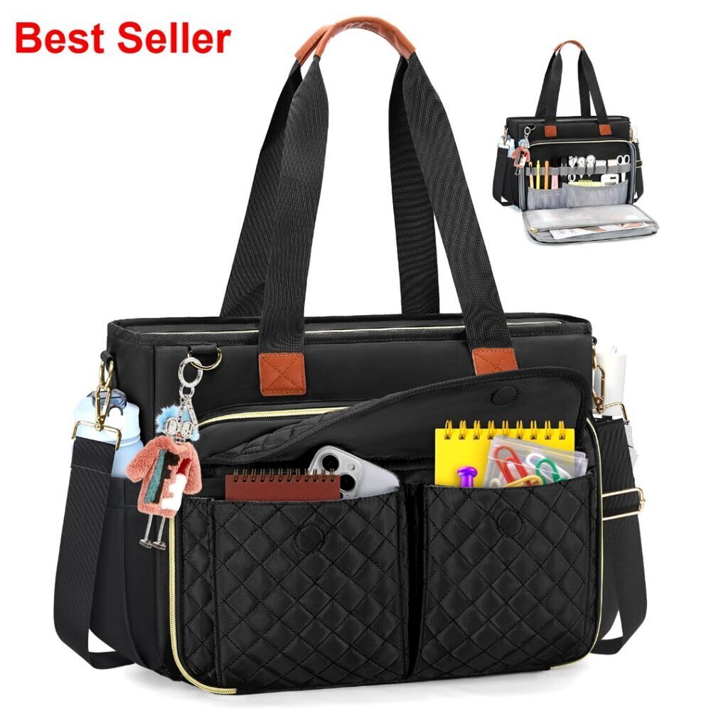 Large Capacity 15.6 Inch Laptop Tote Bag with Insulated Cup Holders